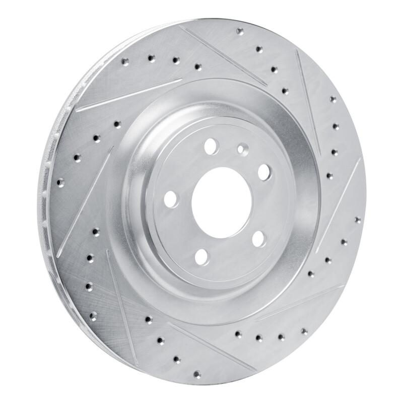 Porsche Macan Brake Rotor (1) - Rear Right - R1 Concepts - Drilled & Slotted - Silver - `15-`18